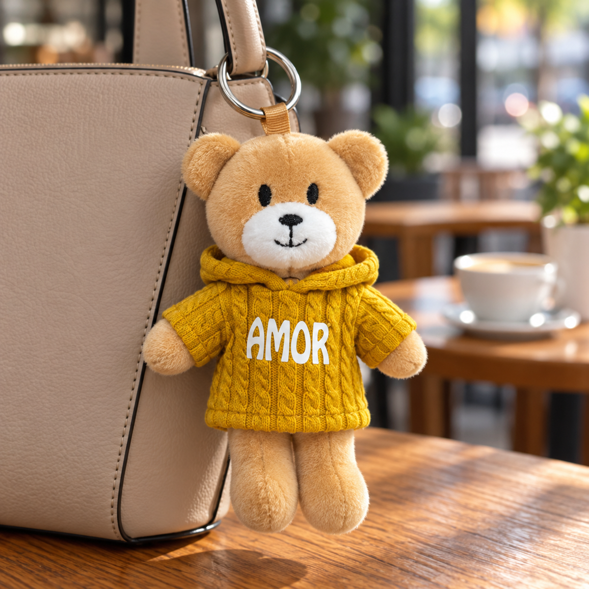 Porta-chaves Amor, camisola amarelo-mostarda — hanging