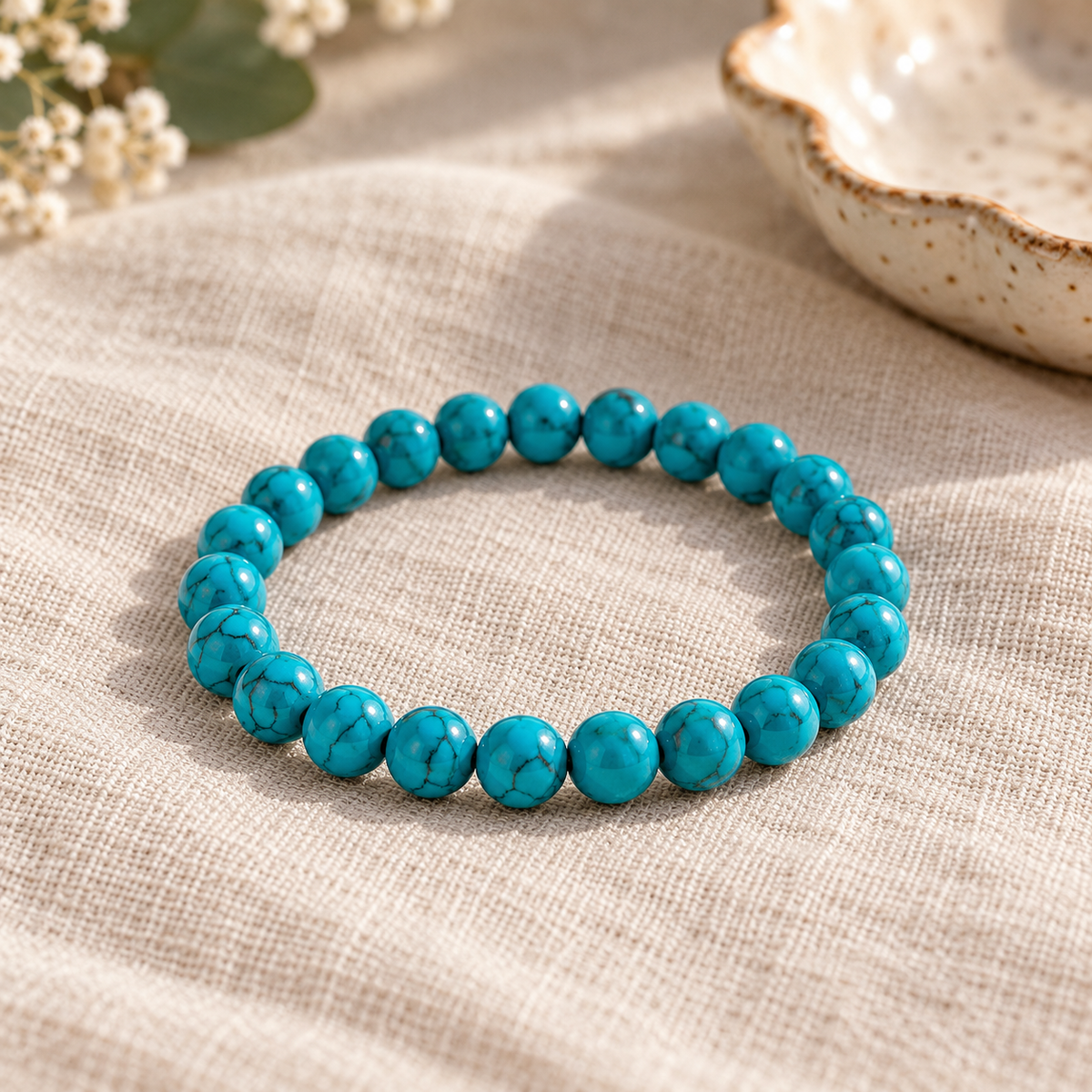 Pulseira de Turquenita — Pedra Natural — em ambiente