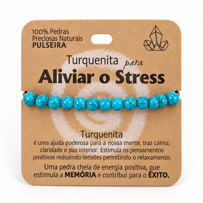 Pulseira de Turquenita — Pedra Natural — com embalagem